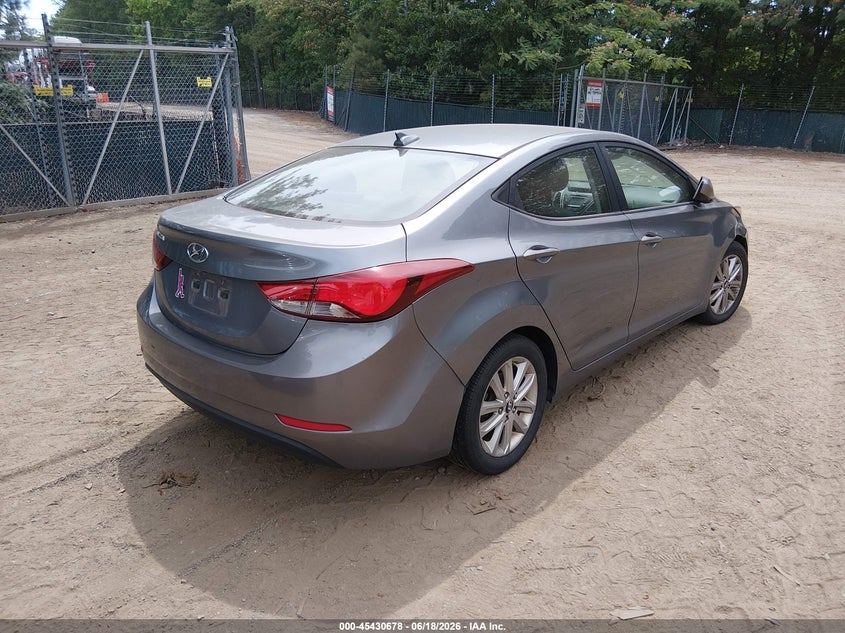 2016 Hyundai Elantra VIN KMHDH4AE5GU621938 IAAI salvage auction — NORMAL WEAR, Clear (Virginia), sold $450 on 2026-07-30 (photo 4)