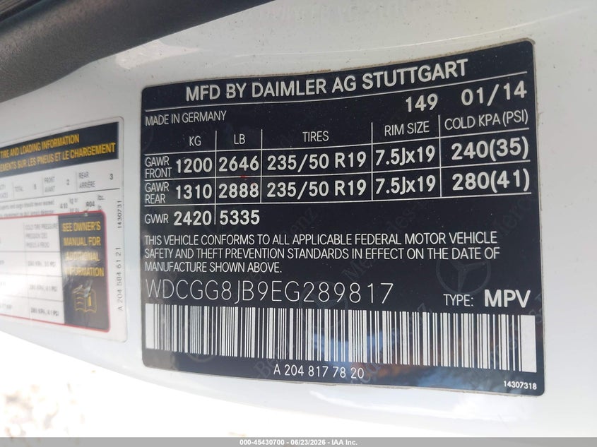 2014 Mercedes-benz Glk-klasse VIN WDCGG8JB9EG289817 IAAI salvage auction — FRONT END, Mv-907A (New York), sold $3,550 on 2026-07-08 (photo 9)