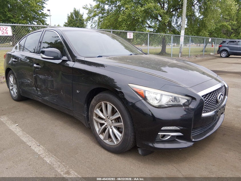 2014 Infiniti Q50 VIN JN1BV7AR9EM705172 IAAI salvage auction — FRONT & REAR, Salvage (New Jersey), sold $25 on 2026-07-27 (photo 1)