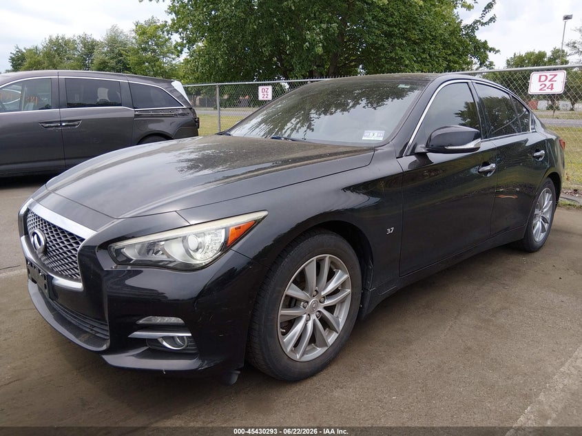 2014 Infiniti Q50 VIN JN1BV7AR9EM705172 IAAI salvage auction — FRONT & REAR, Salvage (New Jersey), sold $25 on 2026-07-27 (photo 2)
