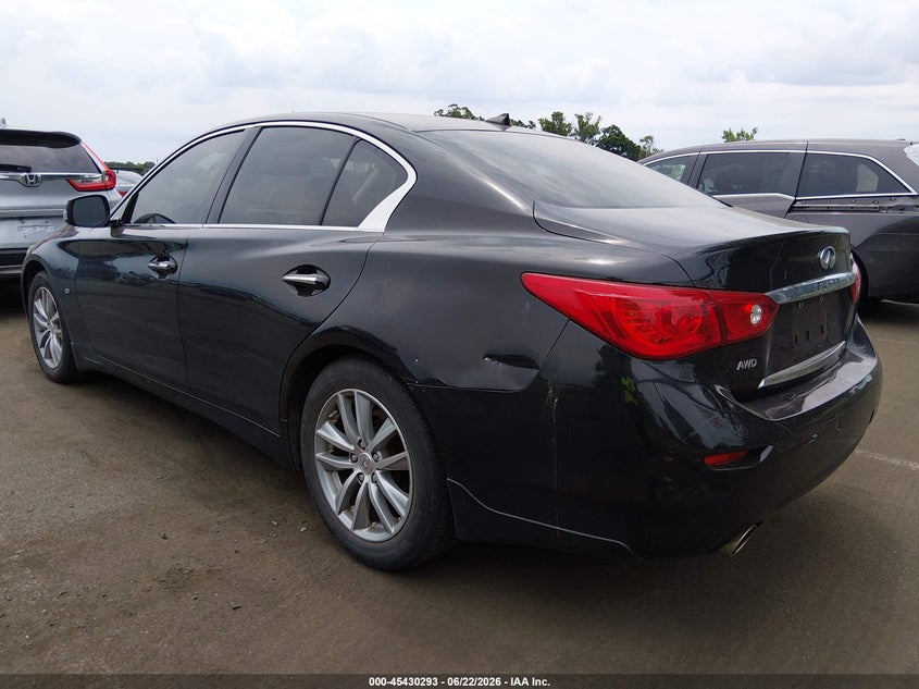 2014 Infiniti Q50 VIN JN1BV7AR9EM705172 IAAI salvage auction — FRONT & REAR, Salvage (New Jersey), sold $25 on 2026-07-27 (photo 3)