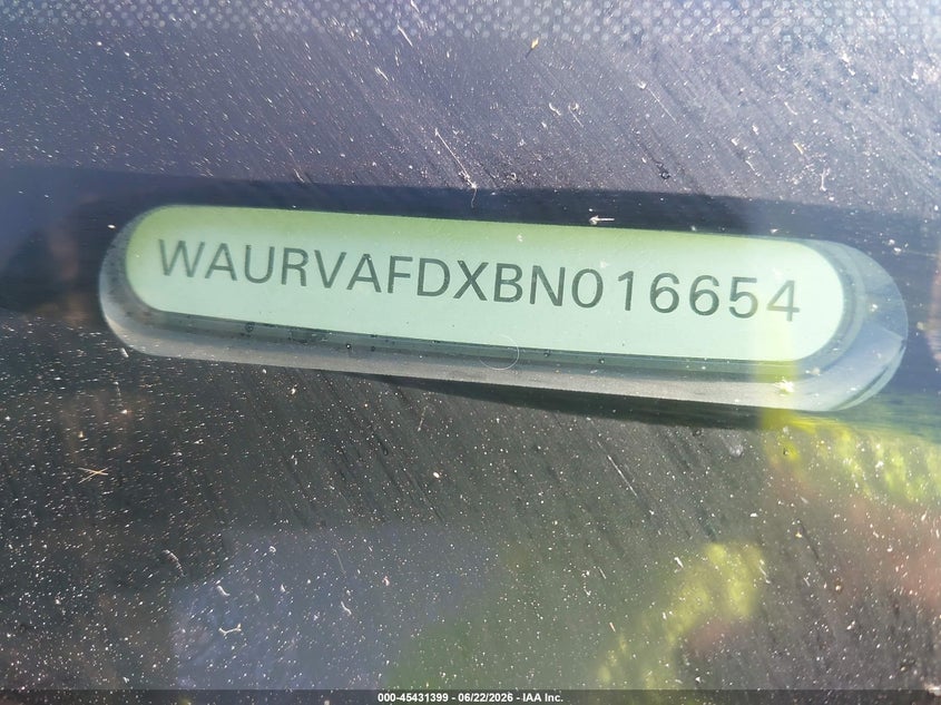 2011 Audi A8 VIN WAURVAFDXBN016654 IAAI salvage auction — FRONT END, Clear (Virginia), sold $1,700 on 2026-07-21 (photo 9)