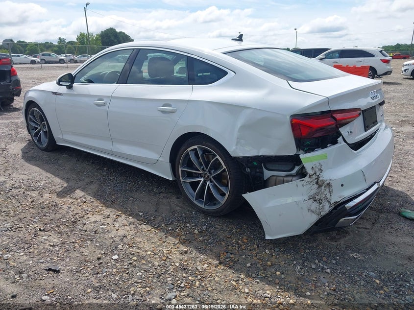 2023 Audi A5 VIN WAUFACF57PA028195 IAAI salvage auction — LEFT REAR, Salvage Title, sold $18,400 on 2026-08-13 (photo 3)