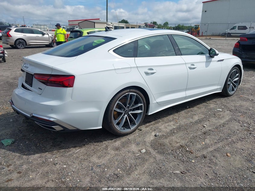 2023 Audi A5 VIN WAUFACF57PA028195 IAAI salvage auction — LEFT REAR, Salvage Title, sold $18,400 on 2026-08-13 (photo 4)