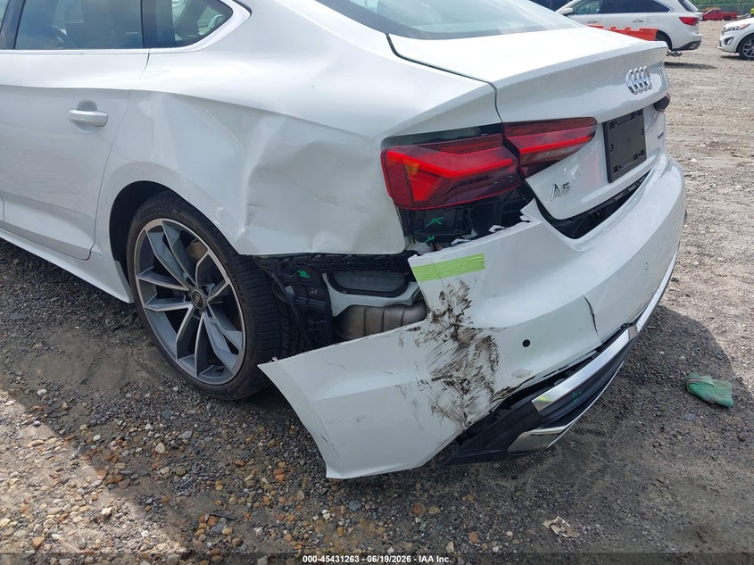 2023 Audi A5 VIN WAUFACF57PA028195 IAAI salvage auction — LEFT REAR, Salvage Title, sold $18,400 on 2026-08-13 (photo 6)