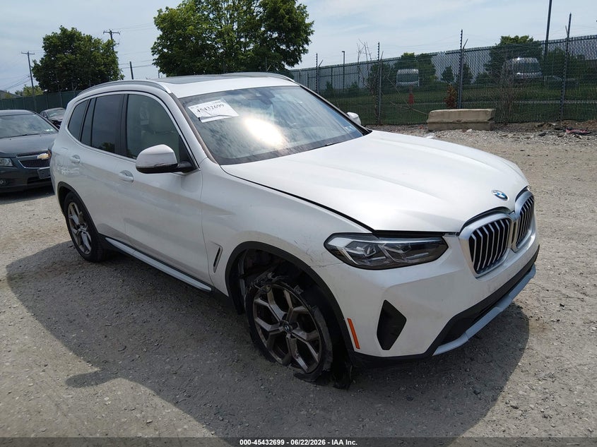 2022 BMW X3 VIN 5UX53DP01N9L25672 IAAI salvage auction — UNDERCARRIAGE, Salvage (Pennsylvania), sold $18,800 on 2026-07-10 (photo 1)