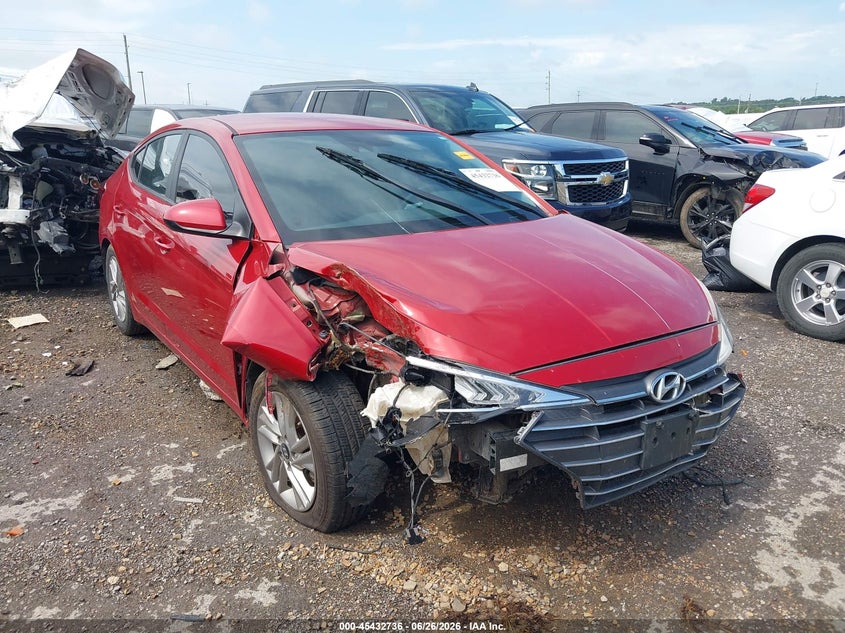 2019 Hyundai Elantra VIN 5NPD84LF8KH438188 IAAI salvage auction — FRONT & REAR, Salvage Title, sold $800 on 2026-08-03 (photo 1)