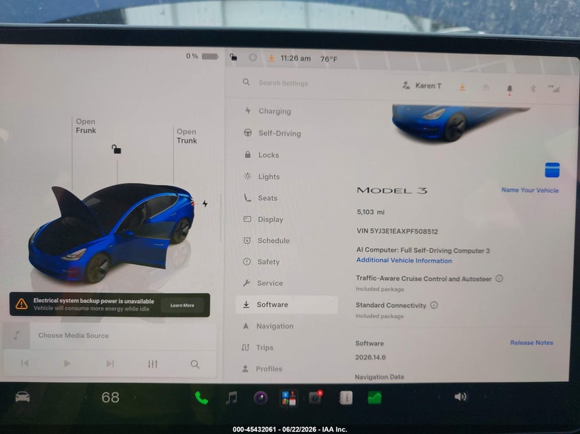 2023 Tesla Model 3 VIN 5YJ3E1EAXPF508512 IAAI salvage auction — LEFT & RIGHT, Salvage Title, sold $25 on 2026-07-21 (photo 7)
