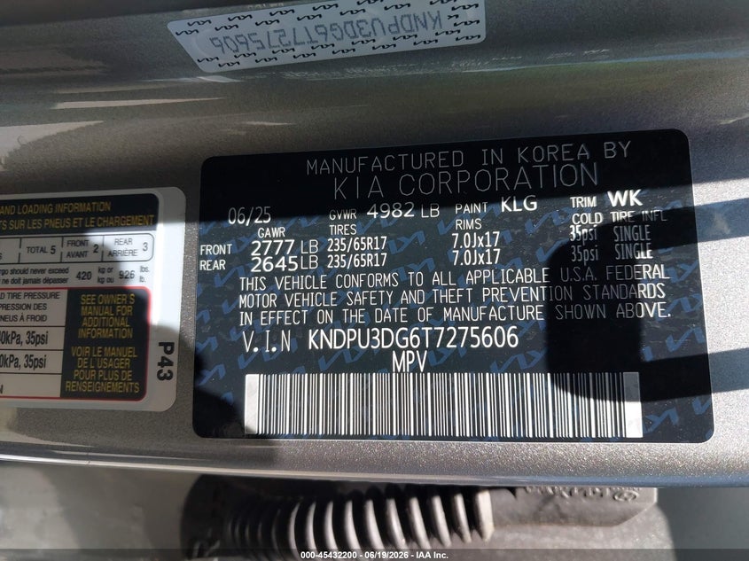 2026 Kia Sportage VIN KNDPU3DG6T7275606 IAAI salvage auction — FRONT END, Salvage (California), sold $11,700 on 2026-07-20 (photo 9)
