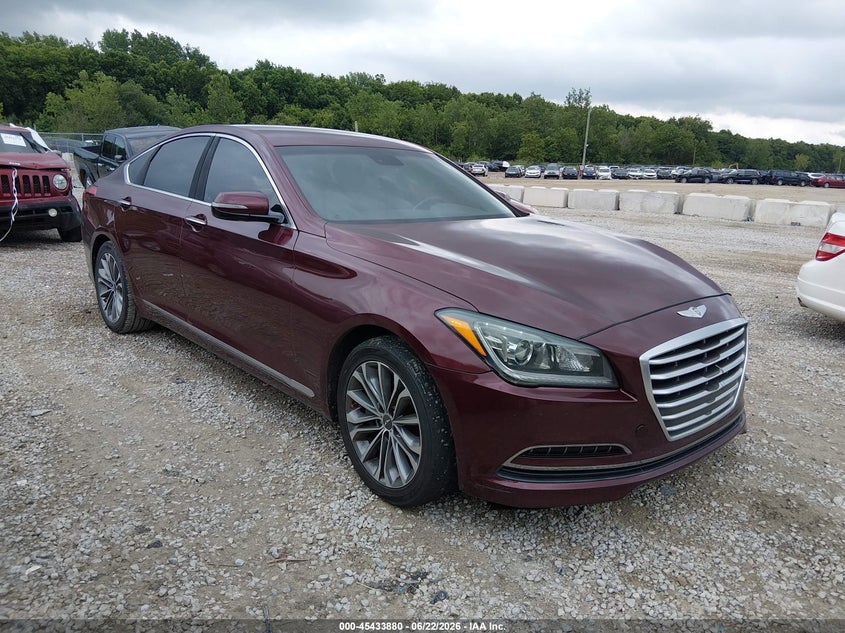 2016 Hyundai Genesis VIN KMHGN4JE7GU107613 IAAI salvage auction — FRONT END, Salvage Title, sold $2,550 on 2026-07-29 (photo 1)