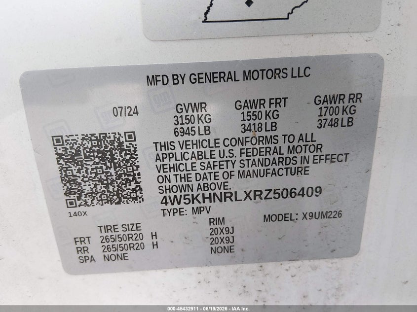 2024 Acura Zdx VIN 4W5KHNRLXRZ506409 IAAI salvage auction — REAR END, Salvage (Ohio), sold $14,300 on 2026-07-08 (photo 9)