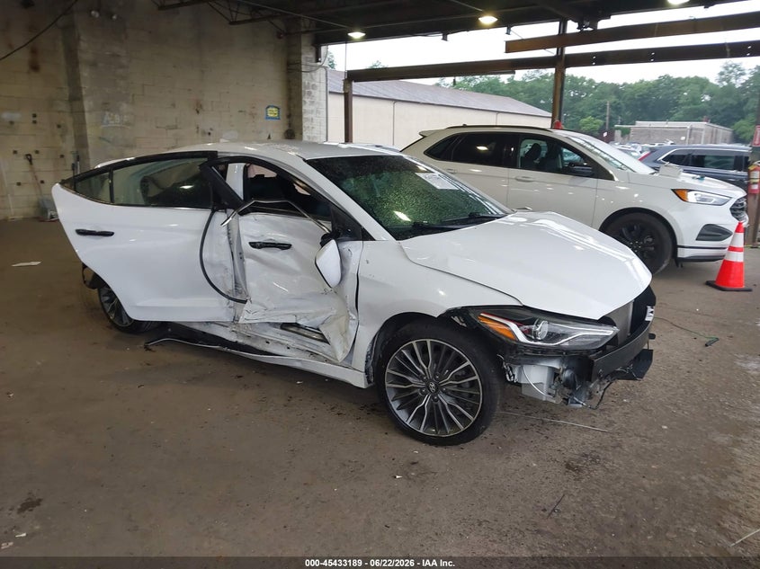 2017 Hyundai Elantra VIN KMHD04LB4HU345716 IAAI salvage auction — FRONT & REAR, Mv-907A (New York), sold $850 on 2026-07-07 (photo 1)