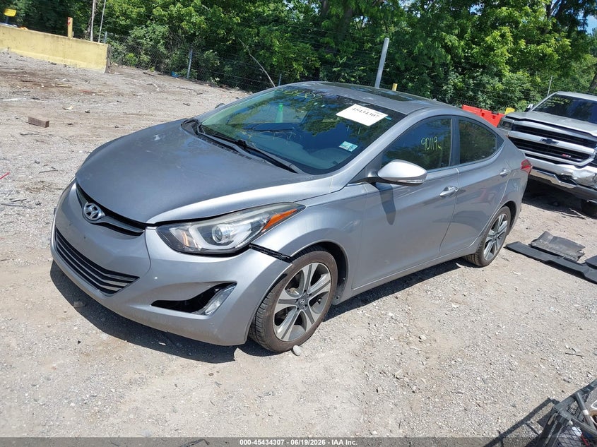 2014 Hyundai Elantra VIN KMHDH4AH6EU108706 IAAI salvage auction — RIGHT FRONT, Clear (Indiana), sold $1,150 on 2026-07-16 (photo 2)