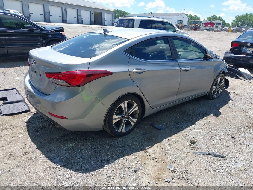 2014 Hyundai Elantra VIN KMHDH4AH6EU108706 IAAI salvage auction — RIGHT FRONT, Clear (Indiana), sold $1,150 on 2026-07-16 (photo 4)