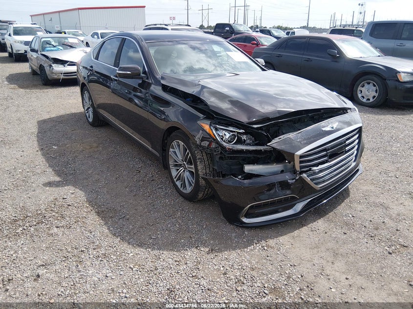 2018 Genesis G80 VIN KMHGN4JE2JU245602 IAAI salvage auction — FRONT END, Salvage Title, sold $3,150 on 2026-09-06 (photo 1)