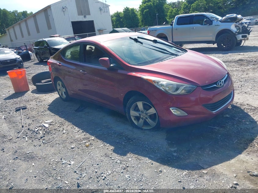 2012 Hyundai Elantra VIN KMHDH4AE0CU293242 IAAI salvage auction — Burn Interior, Mv-907A (New York), sold $275 on 2026-07-07 (photo 1)