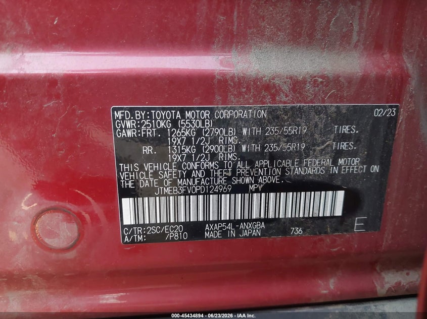 2023 Toyota Rav 4 VIN JTMEB3FV0PD124969 IAAI salvage auction — RIGHT FRONT, Salvage (California), sold $13,700 on 2026-07-29 (photo 9)