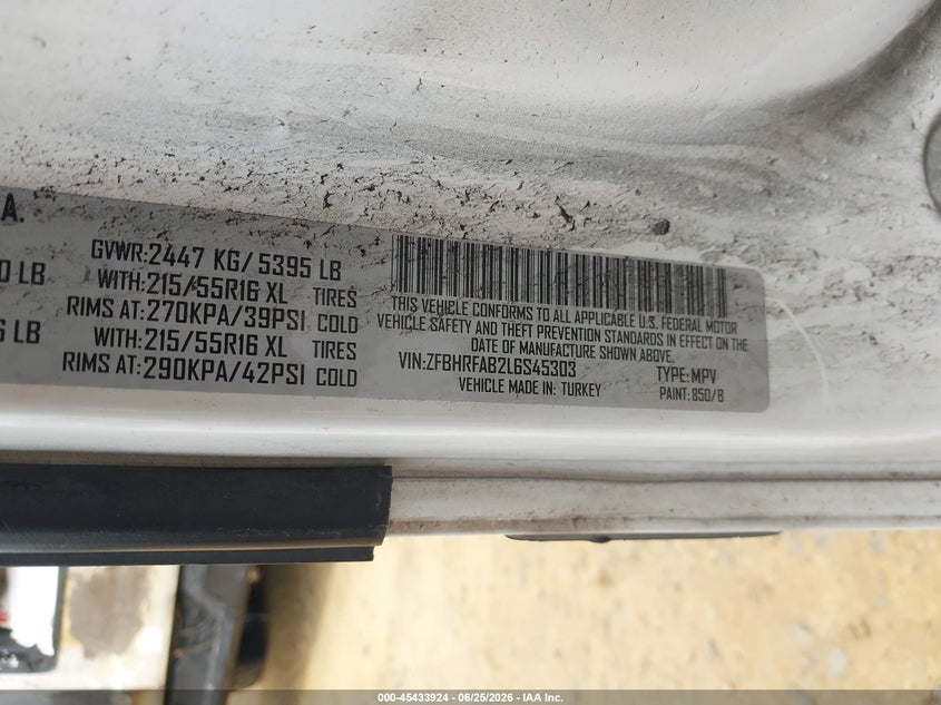 2020 Ram Promaster city VIN ZFBHRFAB2L6S45303 IAAI salvage auction — LEFT FRONT, Salvage (Virginia), sold $6,100 on 2026-07-13 (photo 9)