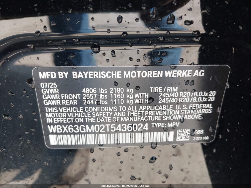 2026 BMW X2 VIN WBX63GM02T5436024 IAAI salvage auction — FRONT END, Salvage Title, sold $11,600 on 2026-08-20 (photo 9)