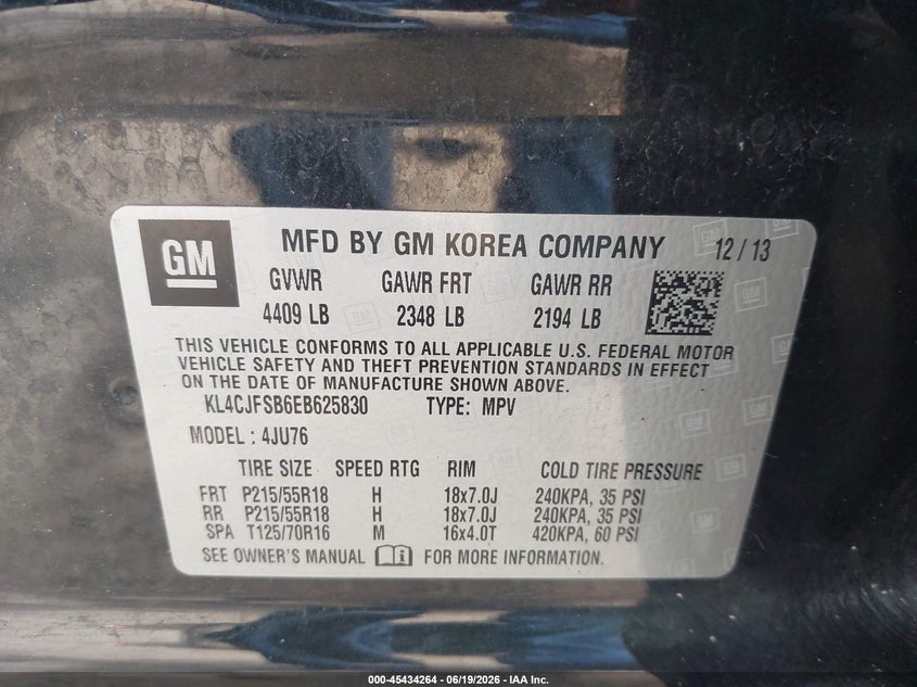 2014 Buick Encore VIN KL4CJFSB6EB625830 IAAI salvage auction — FRONT END, Salvage (Idaho), sold $375 on 2026-07-21 (photo 9)