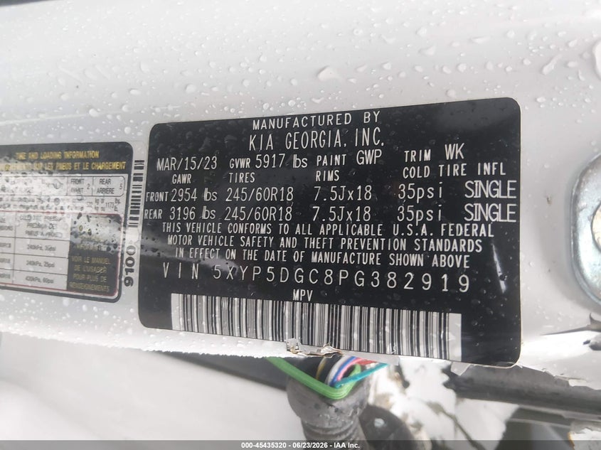 2023 Kia Telluride VIN 5XYP5DGC8PG382919 IAAI salvage auction — ALL OVER, Salvage (Pennsylvania), sold $3,650 on 2026-07-26 (photo 9)