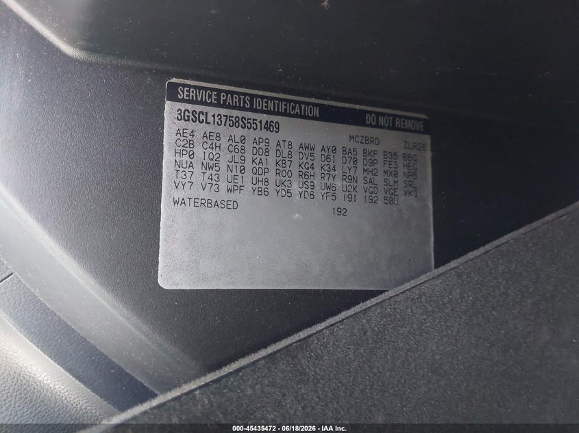 2008 Saturn Vue VIN 3GSCL13758S551469 IAAI salvage auction — FRONT END, Lien Papers (California), sold $400 on 2026-07-09 (photo 9)