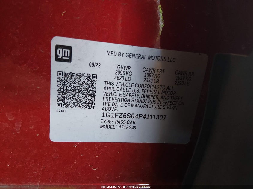 2023 Chevrolet Bolt euv VIN 1G1FZ6S04P4111307 IAAI salvage auction — LEFT REAR, Salvage (Arizona), sold $5,800 on 2026-07-09 (photo 9)
