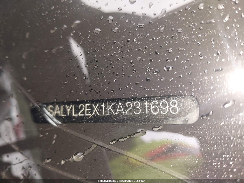 2019 Land rover Range rover velar VIN SALYL2EX1KA231698 IAAI salvage auction — LEFT FRONT, Salvage (Pennsylvania), sold $6,475 on 2026-07-24 (photo 9)