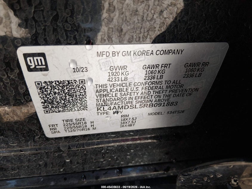 2024 Buick Encore gx VIN KL4AMDSL5RB091883 IAAI salvage auction — FRONT END, Salvage (Indiana), sold $5,600 on 2026-08-03 (photo 9)