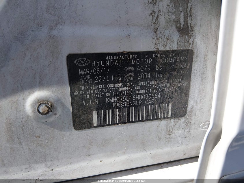 2017 Hyundai Ioniq VIN KMHC75LC6HU030664 IAAI salvage auction — NORMAL WEAR, Original (Texas), sold $700 on 2026-07-22 (photo 9)