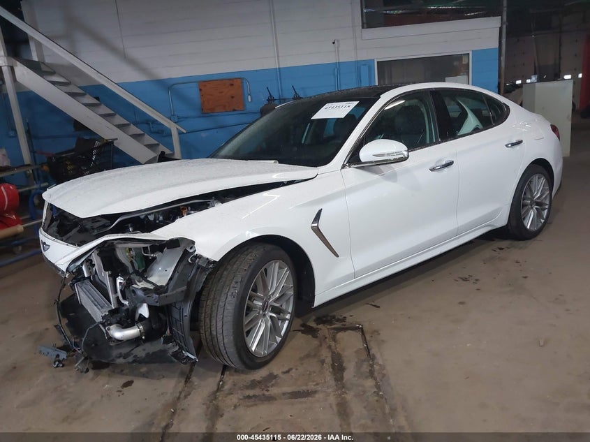 2021 Genesis G70 VIN KMTG34LA9MU069464 IAAI salvage auction — FRONT END, Salvage (Idaho), sold $3,000 on 2026-07-29 (photo 2)