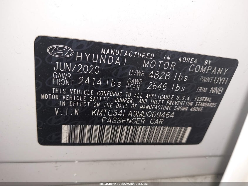 2021 Genesis G70 VIN KMTG34LA9MU069464 IAAI salvage auction — FRONT END, Salvage (Idaho), sold $3,000 on 2026-07-29 (photo 9)