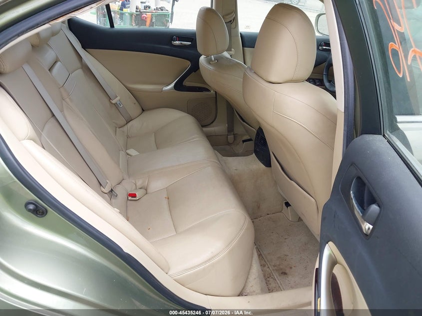 2006 Lexus Is 250 VIN JTHCK262862006751 IAAI salvage auction — NORMAL WEAR, Clear (Massachusetts), sold $275 on 2026-07-27 (photo 8)