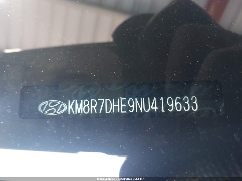 2022 Hyundai Palisade VIN KM8R7DHE9NU419633 IAAI salvage auction — FRONT END, Salvage (Virginia), sold $11,300 on 2026-07-24 (photo 9)