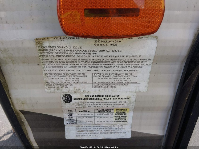 2017 Keystone rv Other VIN 4YDT32B25H7202010 IAAI salvage auction — VANDALISM, Wait Title, sold $75 on 2026-09-01 (photo 9)