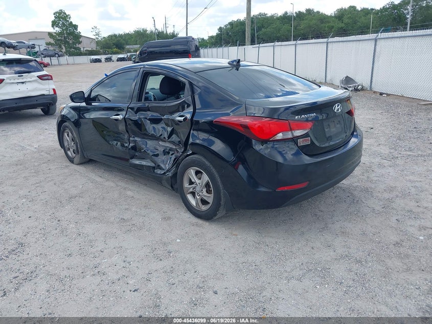 2015 Hyundai Elantra VIN KMHDH4AE2FU354577 IAAI salvage auction — REAR END, Rebuildable (Florida), sold $675 on 2026-07-07 (photo 3)