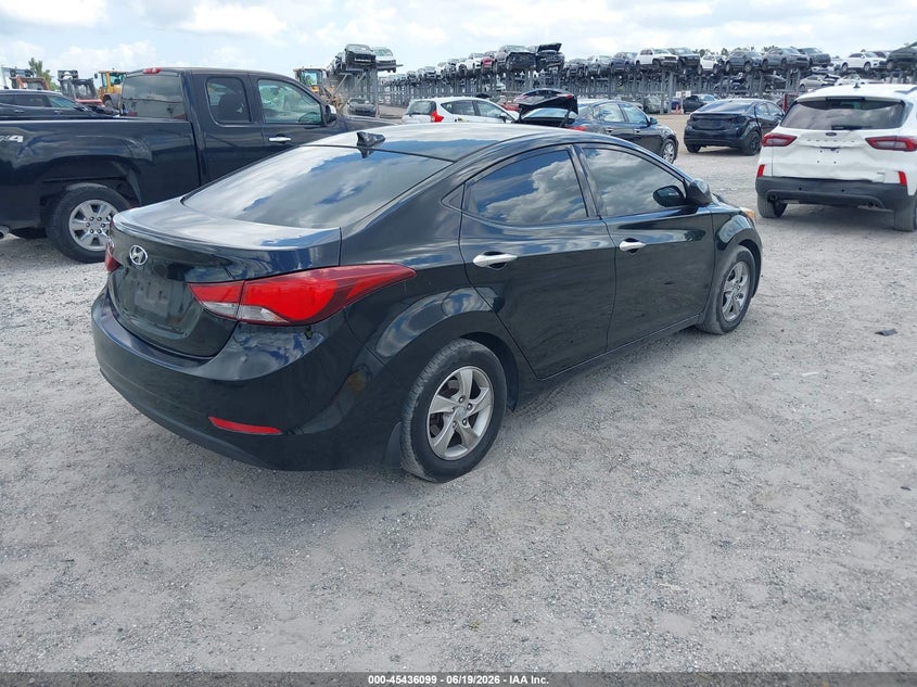 2015 Hyundai Elantra VIN KMHDH4AE2FU354577 IAAI salvage auction — REAR END, Rebuildable (Florida), sold $675 on 2026-07-07 (photo 4)