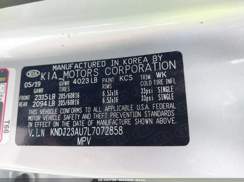 2020 Kia Soul VIN KNDJ23AU7L7072858 IAAI salvage auction — FRONT END, Salvage Title, sold $1,550 on 2026-08-02 (photo 9)