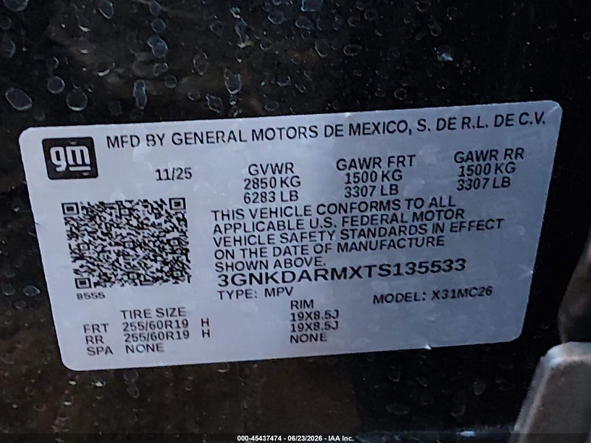 2026 Chevrolet Blazer ev VIN 3GNKDARMXTS135533 IAAI salvage auction — FRONT END, Salvage (Arizona), sold $12,875 on 2026-07-16 (photo 9)