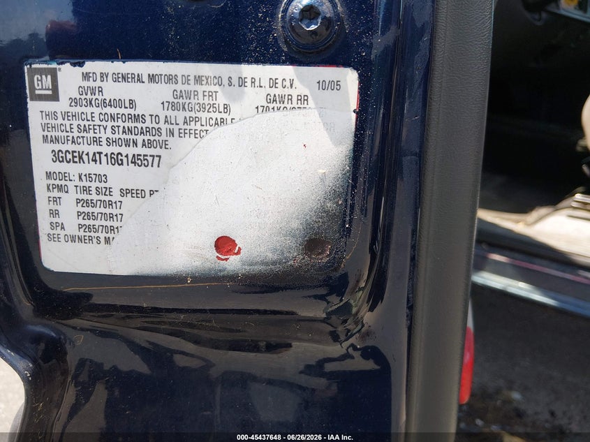 2006 Chevrolet Silverado 1500 VIN 3GCEK14T16G145577 IAAI salvage auction — REAR END, Salvage (Connecticut), sold $725 on 2026-07-20 (photo 9)