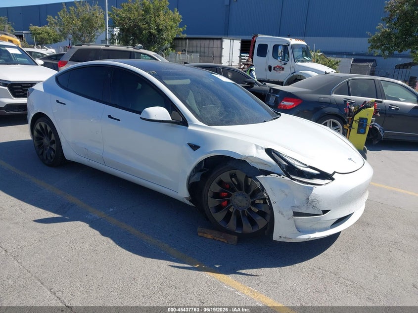 2022 Tesla Model 3 VIN 5YJ3E1EC3NF344146 IAAI salvage auction — RIGHT FRONT, Salvage (California), sold $6,700 on 2026-07-29 (photo 1)