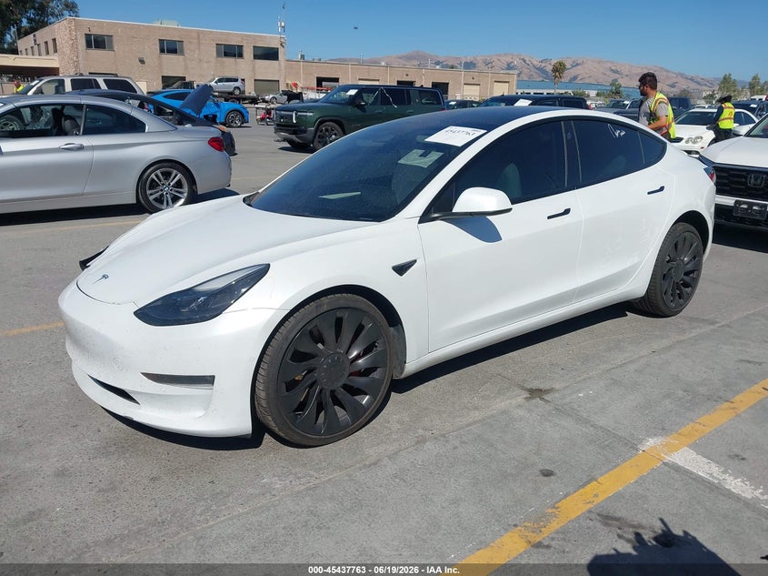 2022 Tesla Model 3 VIN 5YJ3E1EC3NF344146 IAAI salvage auction — RIGHT FRONT, Salvage (California), sold $6,700 on 2026-07-29 (photo 2)