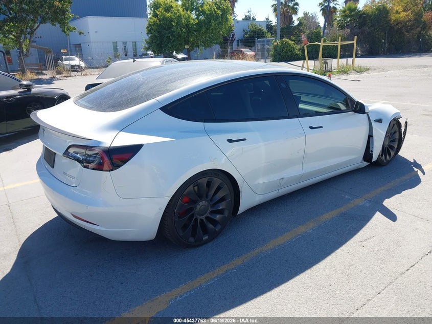 2022 Tesla Model 3 VIN 5YJ3E1EC3NF344146 IAAI salvage auction — RIGHT FRONT, Salvage (California), sold $6,700 on 2026-07-29 (photo 4)