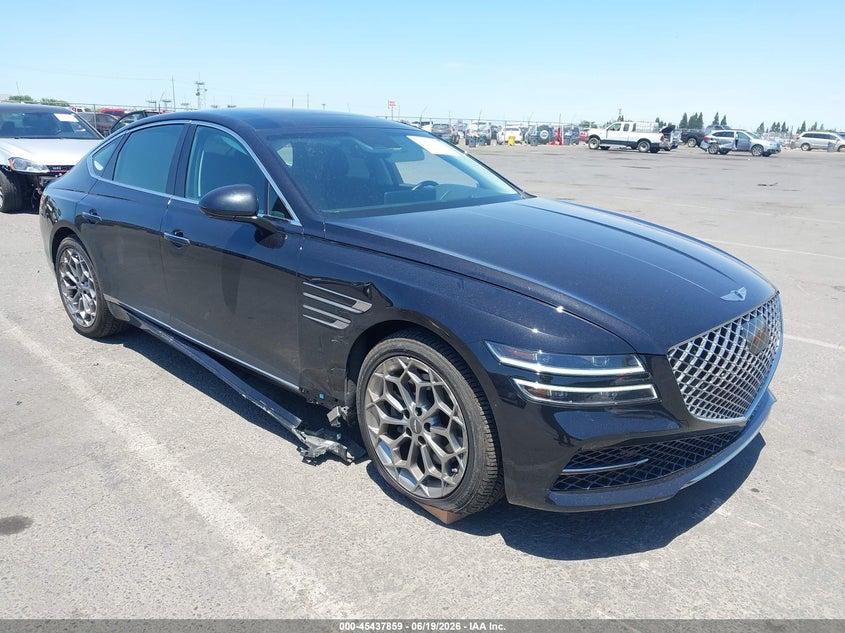 2021 Genesis G80 VIN KMTGB4SC2MU043620 IAAI salvage auction — LEFT SIDE, Salvage Title, sold $11,050 on 2026-07-15 (photo 1)