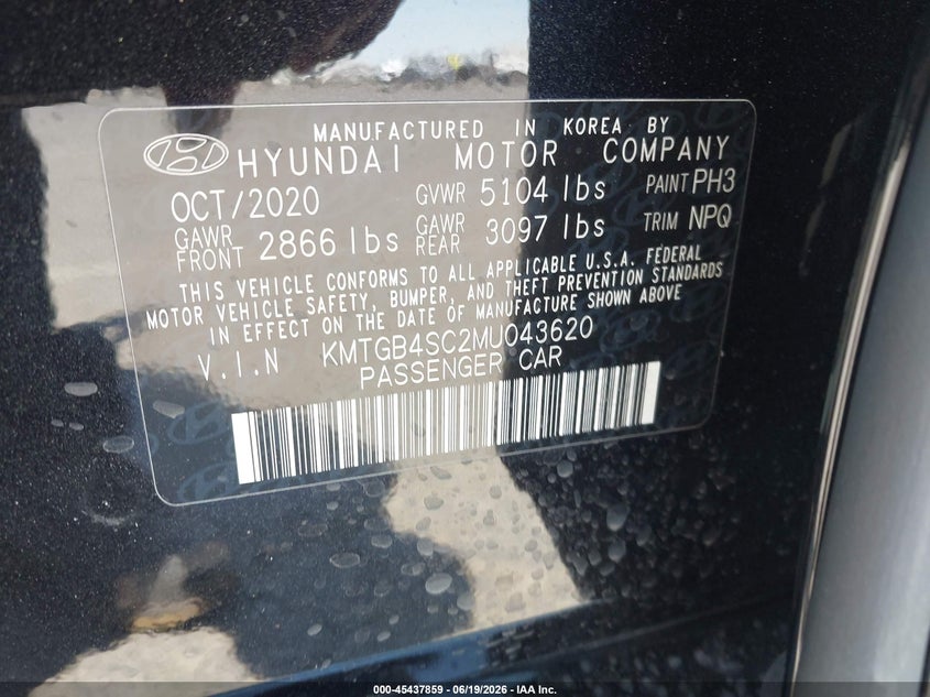 2021 Genesis G80 VIN KMTGB4SC2MU043620 IAAI salvage auction — LEFT SIDE, Salvage Title, sold $11,050 on 2026-07-15 (photo 9)