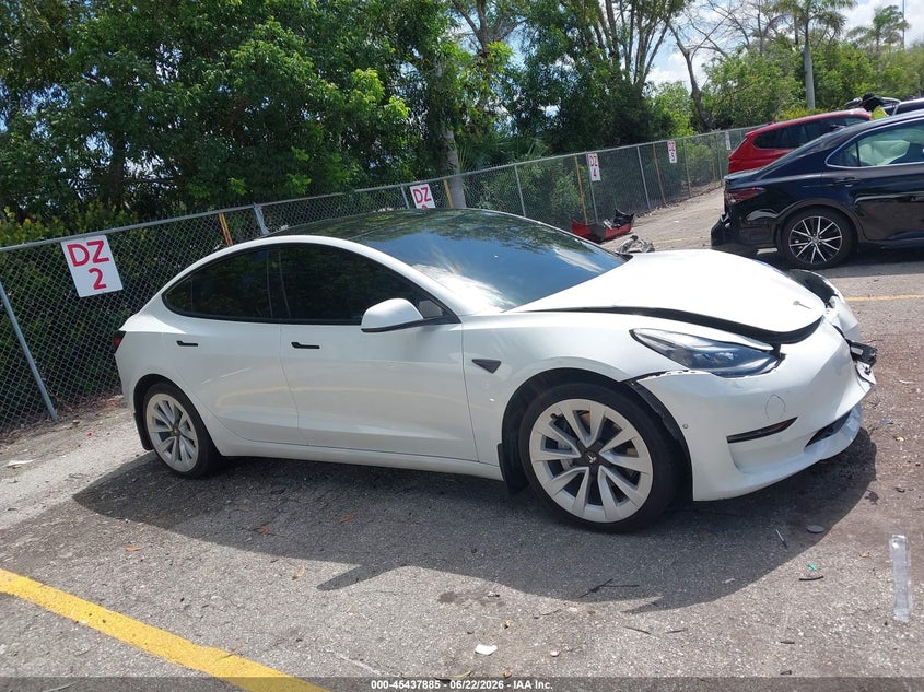 2022 Tesla Model 3 VIN 5YJ3E1EB8NF255177 IAAI salvage auction — FRONT END, Salvage Title, sold $8,700 on 2026-07-23 (photo 1)