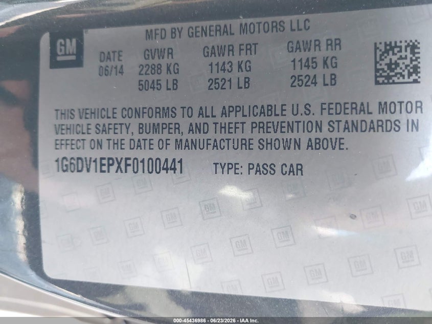 2015 Cadillac Cts-v VIN 1G6DV1EPXF0100441 IAAI salvage auction — FRONT END, Salvage (California), sold $9,000 on 2026-07-15 (photo 9)