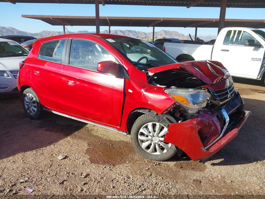 2021 Mitsubishi Mirage VIN ML32AUHJ3MH013023 IAAI salvage auction — FRONT & REAR, Salvage Title, sold $825 on 2026-07-28 (photo 1)