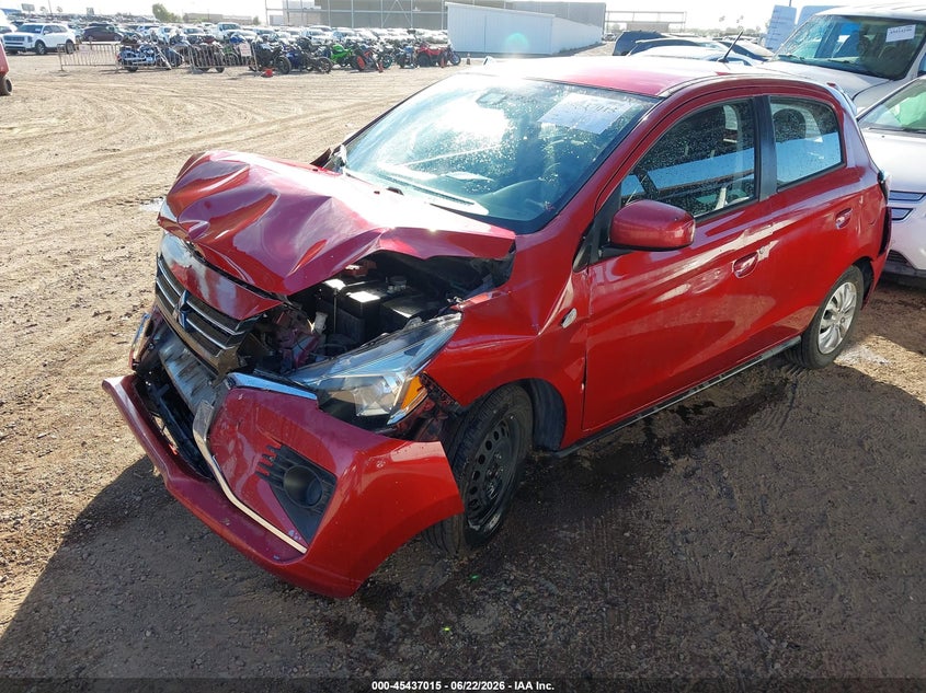 2021 Mitsubishi Mirage VIN ML32AUHJ3MH013023 IAAI salvage auction — FRONT & REAR, Salvage Title, sold $825 on 2026-07-28 (photo 2)