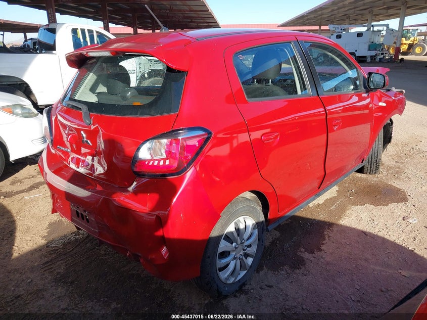 2021 Mitsubishi Mirage VIN ML32AUHJ3MH013023 IAAI salvage auction — FRONT & REAR, Salvage Title, sold $825 on 2026-07-28 (photo 4)